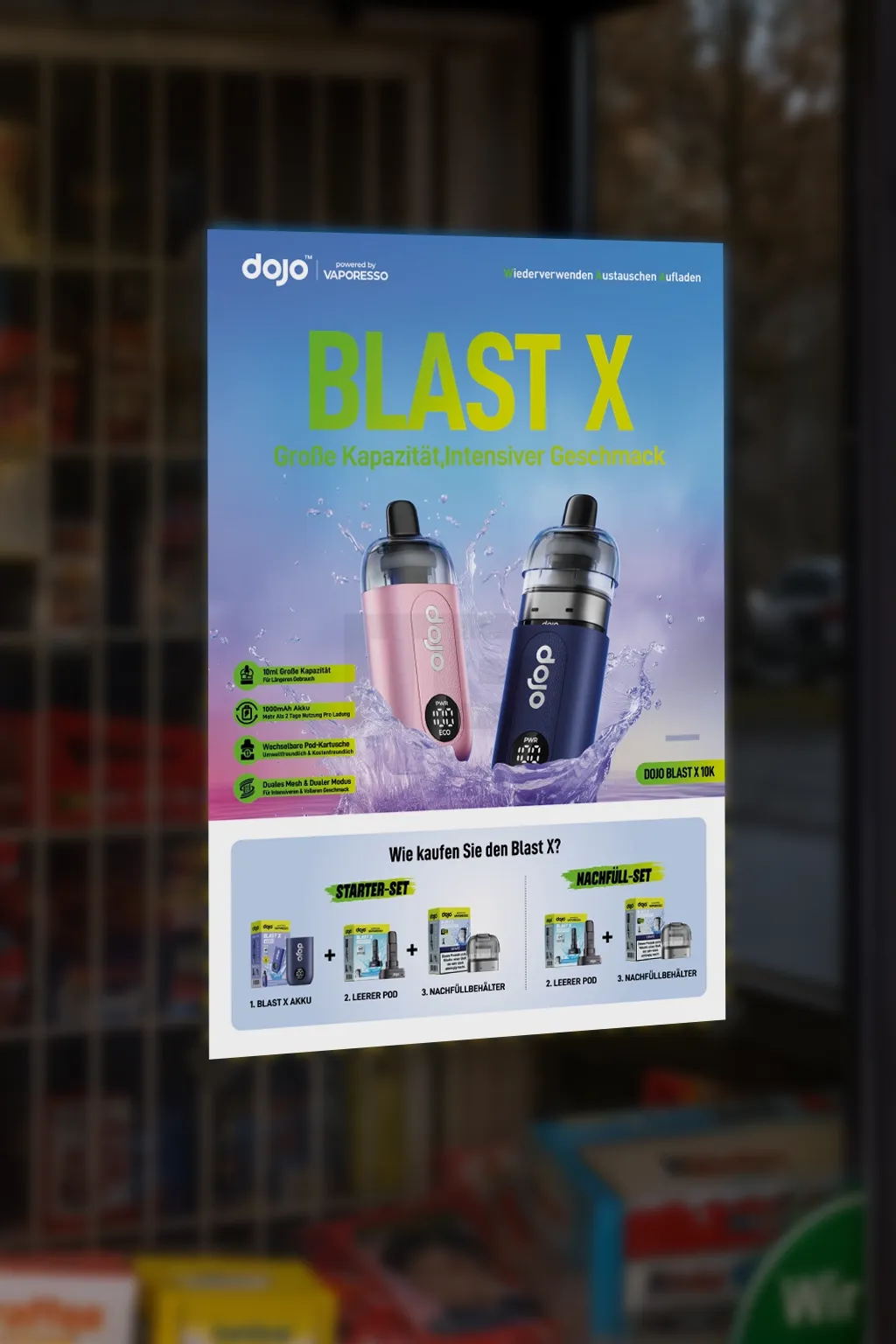 Vaporesso - Dojo Blast X - A3 Poster - 4/0 farbig