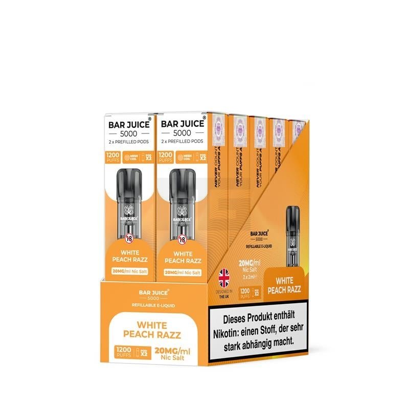 Bar Juice - Prefilled Pods - 2ml - 2er Paket - White Peach Razz | Nikotinsalz-Stärke : 20mg
