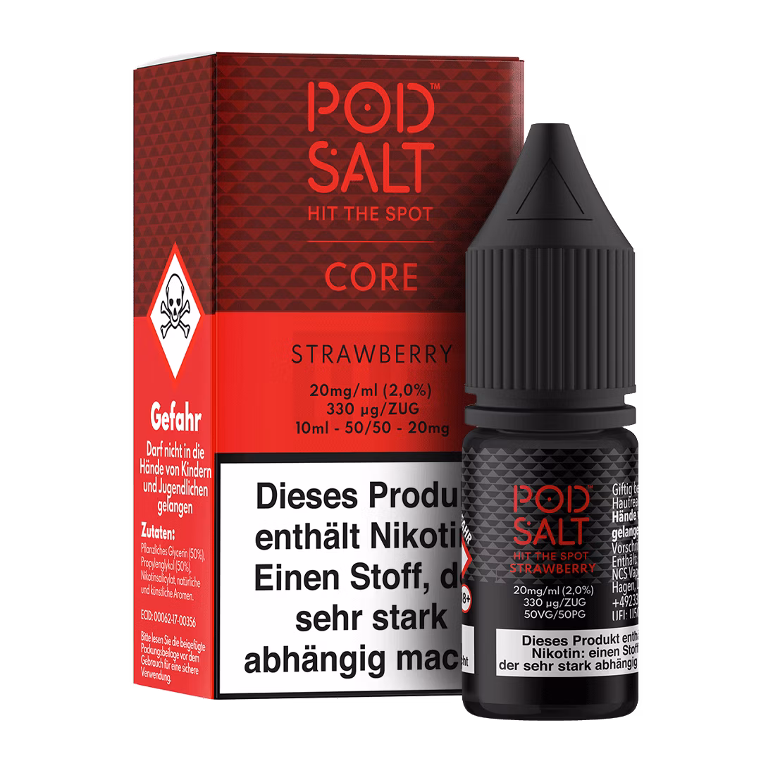 Strawberry_BoxBottle_20mg Pod Salt - Core - Nikotinsalz-Liquid - 10ml