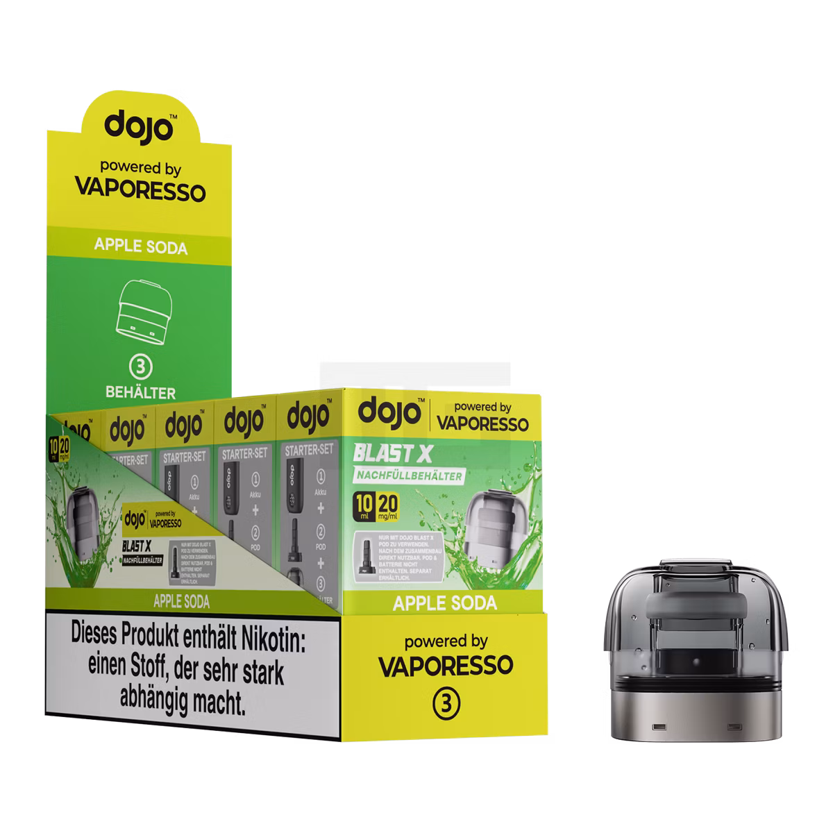 Vaporesso - Dojo Blast X - 10ml Pod Nachfüllbehälter - Apple Soda - 20mg Vaporesso - Dojo Blast X - 10ml Pod Nachfüllbehälter - Apple Soda - 20mg