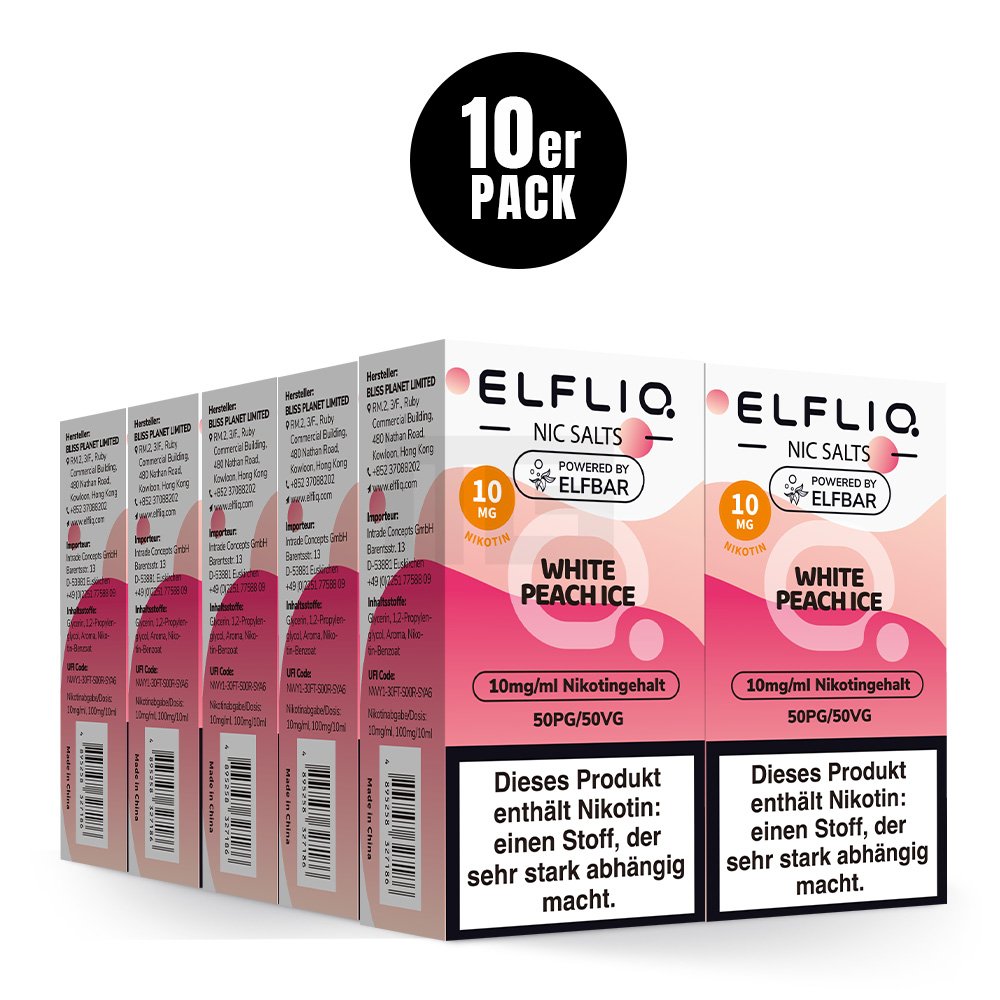 Elfbar - ElfLiq - 10ml - White Peach Ice | Nikotinsalz-Stärke : 10mg