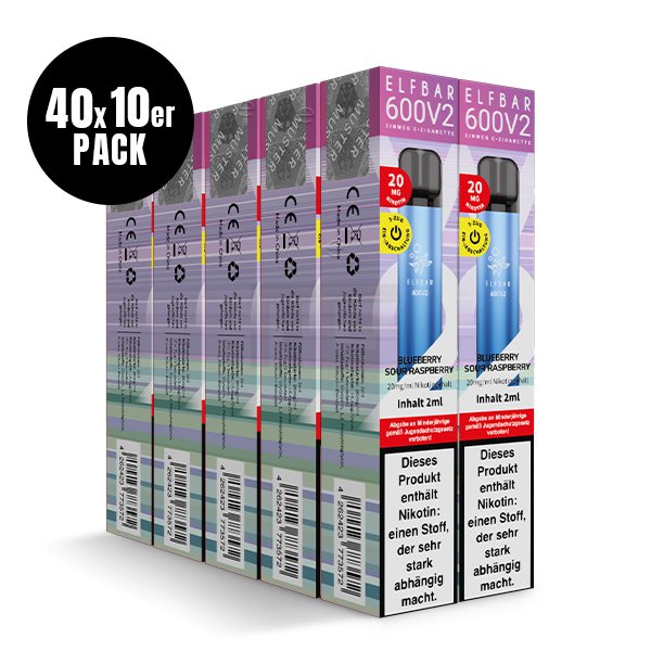 Elf Bar 600 V2 - Einweg E-Zigarette - Blueberry Sour Raspberry - 20mg