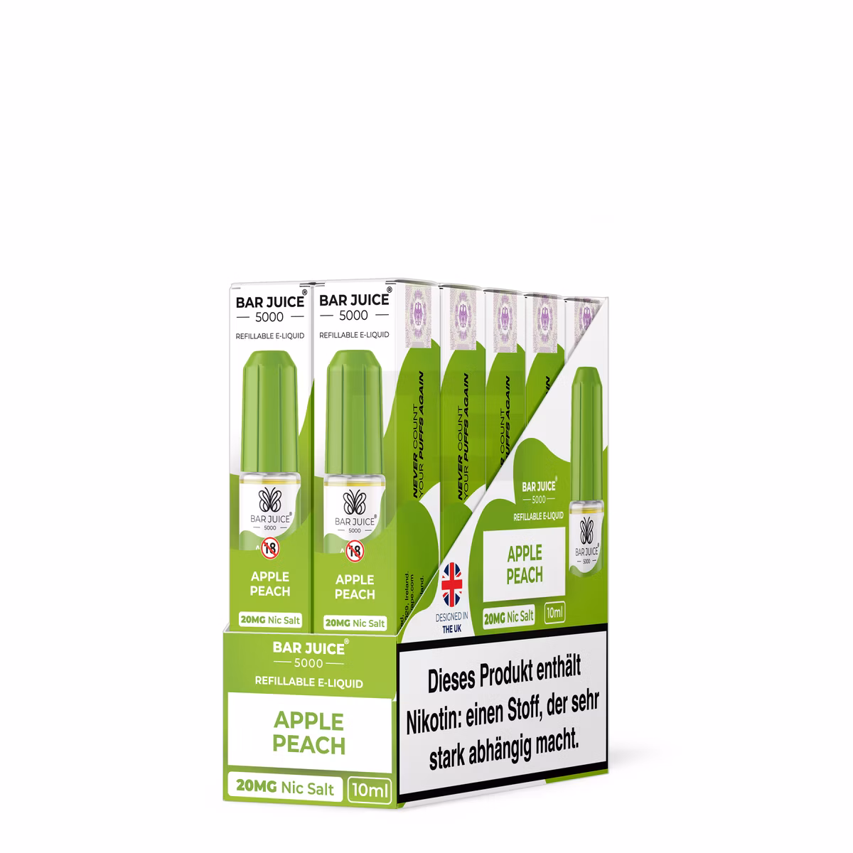 Bar Juice - 5000 - Apple Peach | Inhalt : 10ml | Nikotinsalz-Stärke : 20mg | Paketgröße : 1er Packung