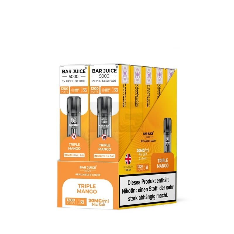 Bar Juice - Prefilled Pods - 2ml - 2er Paket - Triple Mango | Nikotinsalz-Stärke : 20mg