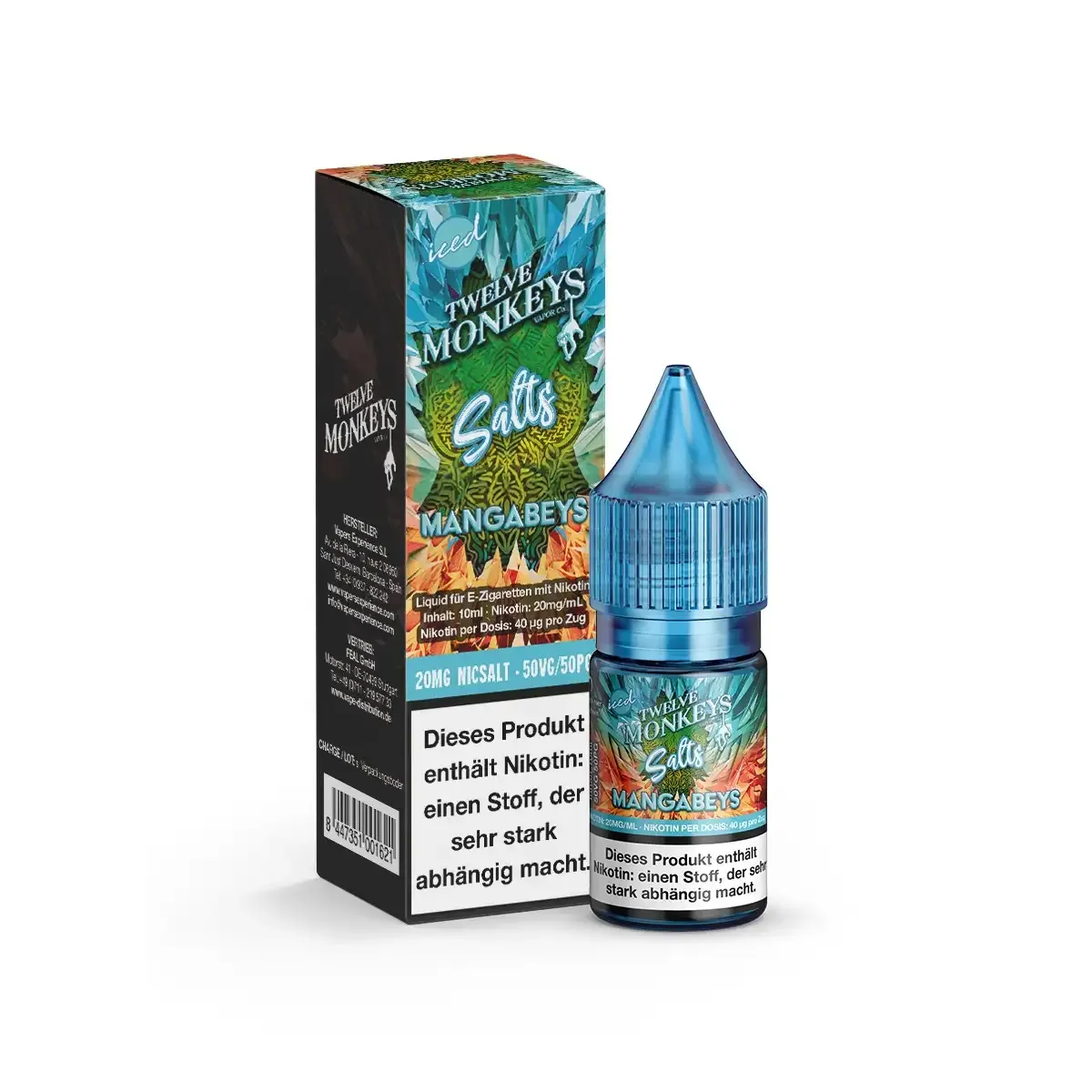 Twelve Monkeys Nikotinsalz-Liquid Iced Mangabeys 10ml 20mg