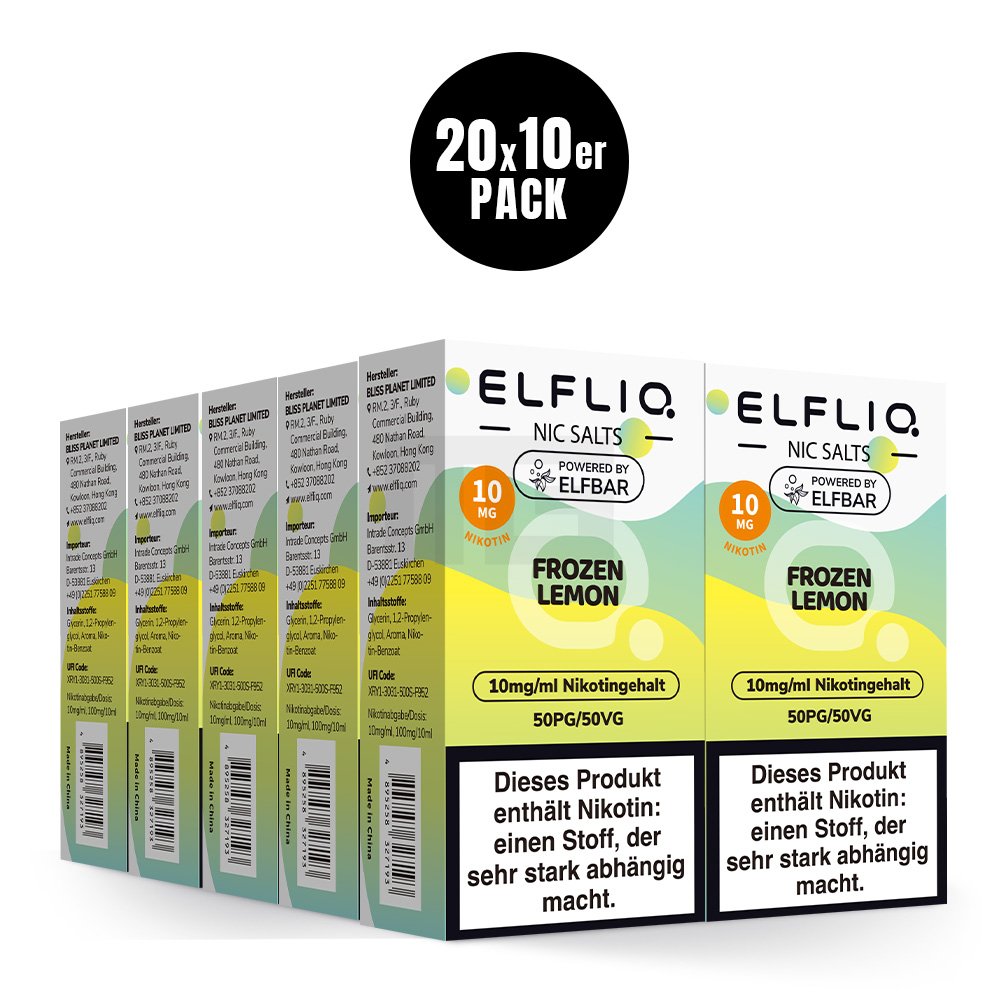 Elfbar - ElfLiq - 10ml - Frozen Lemon | Nikotinsalz-Stärke : 10mg Elfbar - ElfLiq - 10ml - Frozen Lemon | Nikotinsalz-Stärke : 10mg
