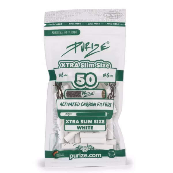 PURIZE - Aktivkohlefilter - XTRA Slime Size - weiß - 6mm - 50 Stück
