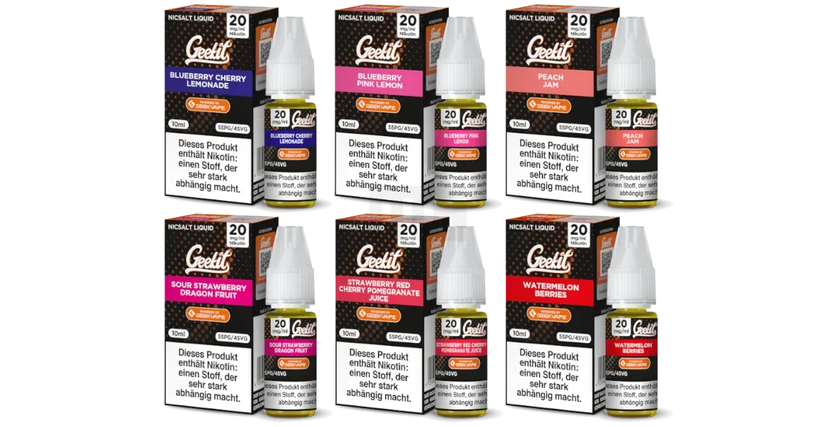 GeekVape - Geekit - Nikotinsalz Liquid - Blueberry Cherry Lemonade | Inhalt : 10ml | Nikotinsalz-Stärke : 20mg | Paketgröße : 1er Packung GeekVape - Geekit - Nikotinsalz Liquid - Blueberry Cherry Lemonade | Inhalt : 10ml | Nikotinsalz-Stärke : 20mg | Paketgröße : 1er Packung