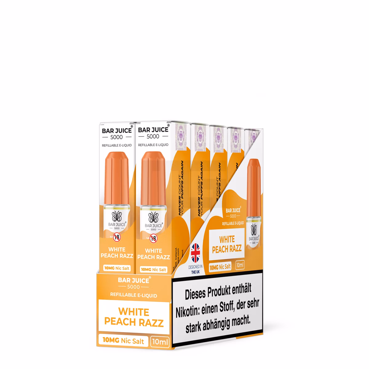 Bar Juice - 5000 - White Peach Razz | Inhalt : 10ml | Nikotinsalz-Stärke : 10mg | Paketgröße : 1er Packung Bar Juice - 5000 - White Peach Razz | Inhalt : 10ml | Nikotinsalz-Stärke : 10mg | Paketgröße : 1er Packung