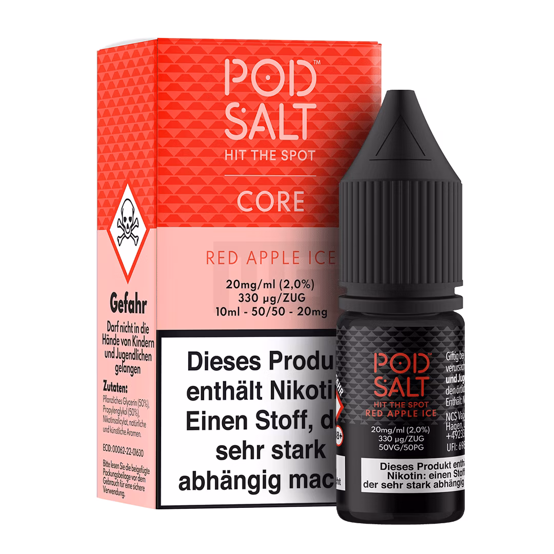 Red-Apple-Ice_BoxBottle_20mg Pod Salt - Core - Red Apple Ice - Nikotinsalz-Liquid - 10ml - 20mg