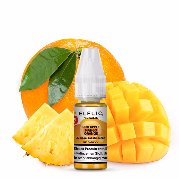 Elfbar - ElfLiq - 10ml - Pineapple Mango Orange | Nikotinsalz-Stärke : 20mg Elfbar - ElfLiq - 10ml - Pineapple Mango Orange | Nikotinsalz-Stärke : 20mg