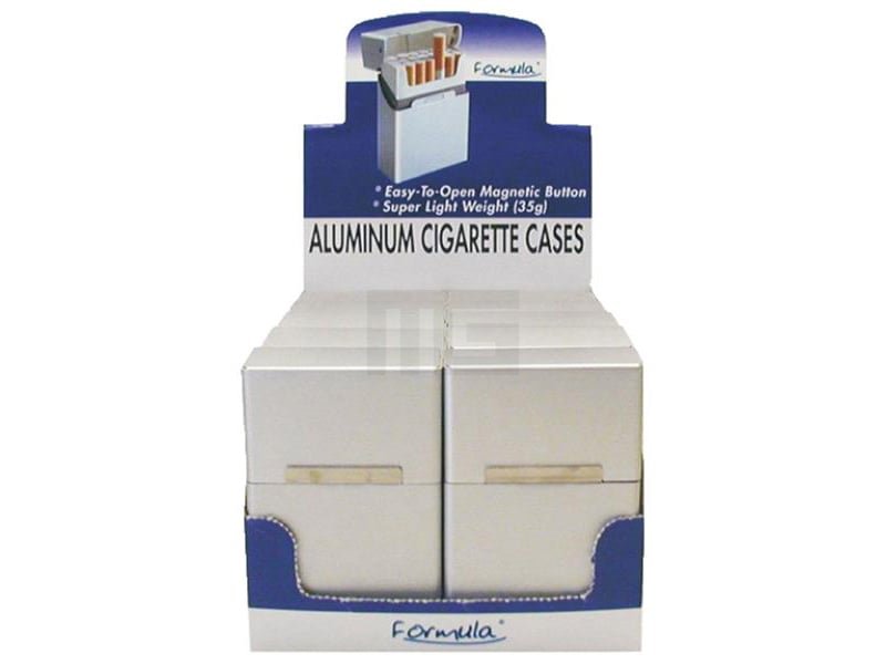 Zigarettenbox - Aluminium mit Magentverschluss - Silber