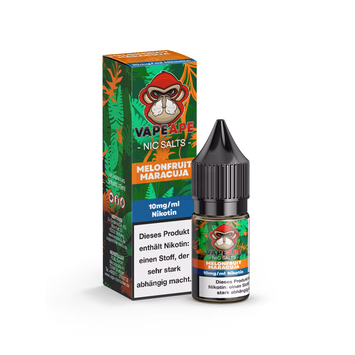 VapeApe - Nikotinsalz-Liquid - 10ml - Melonfruit Maracuja | Nikotinsalz-Stärke : 10mg VapeApe - Nikotinsalz-Liquid - 10ml - Melonfruit Maracuja | Nikotinsalz-Stärke : 10mg