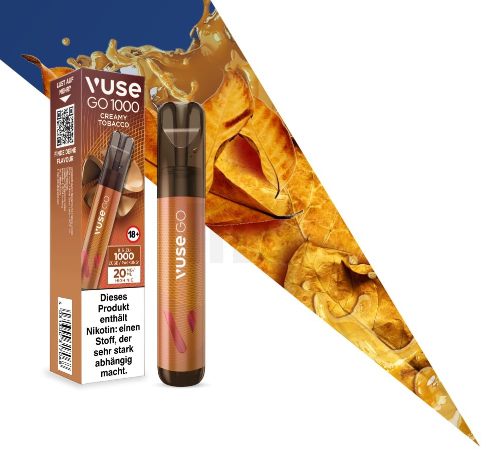 Vuse - Go 1000 - Einweg E-Zigarette - Creamy Tobacco | Nikotinsalz-Stärke : 0mg