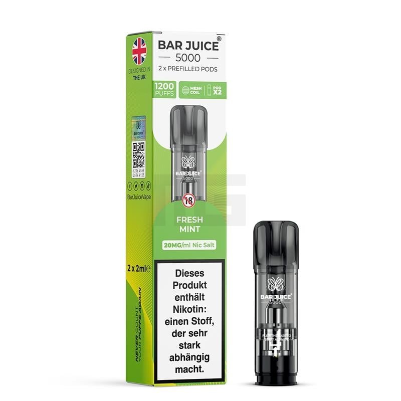 Bar Juice - Prefilled Pods - 2ml - 2er Paket - Fresh Mint | Nikotinsalz-Stärke : 20mg