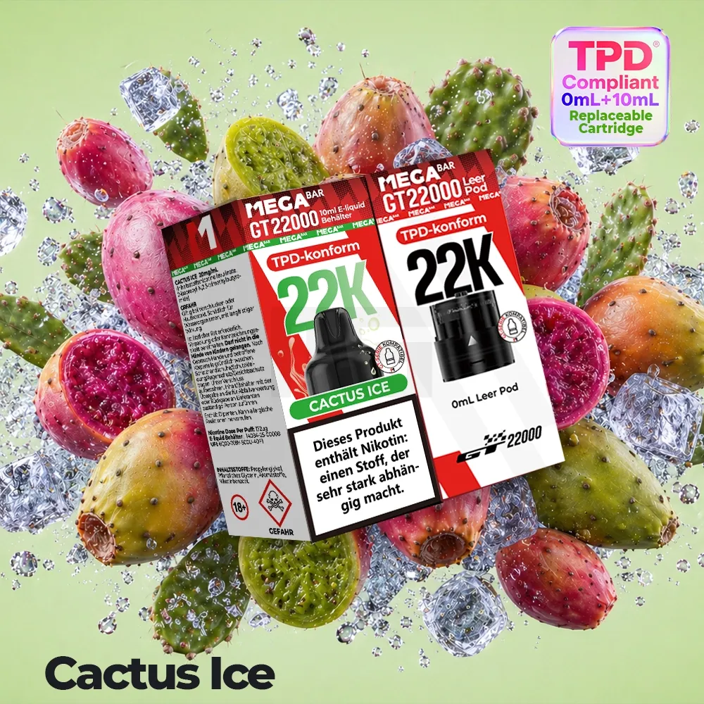 MegaBar GT22000 Leer Pod & 10ml E-Liquid Behälter Cactus Ice 20mg MegaBar GT22000 Leer Pod & 10ml E-Liquid Behälter Cactus Ice 20mg