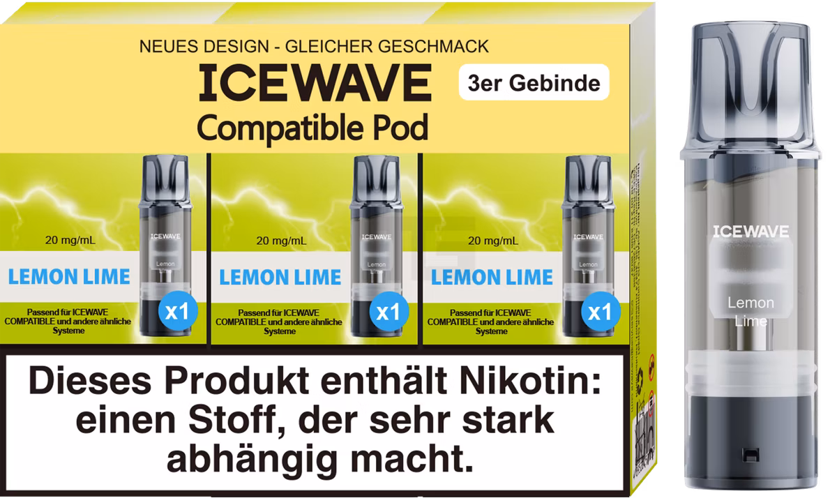 ICEWAVE - Prefilled Pod - 2ml - 3er Pack - Lemon Lime