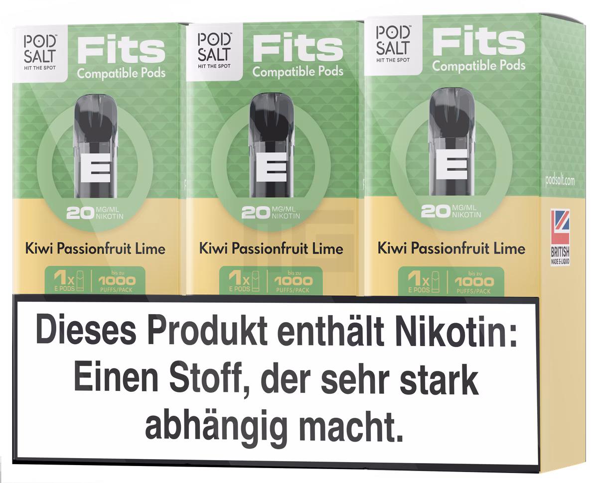 Pod Salt - Fits - Prefilled Pod - Kiwi Passionfruit Lime - 20mg - 2ml - 3er Pack