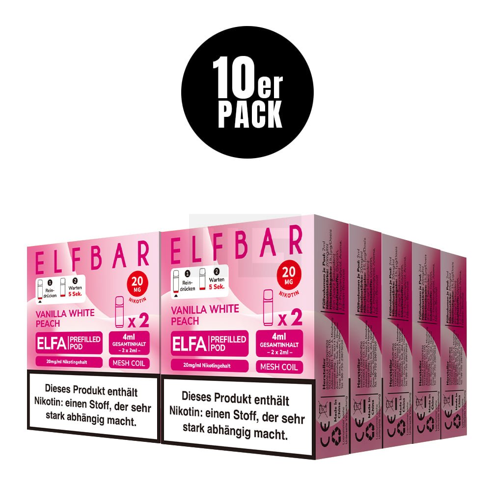 elfbar vanille pods ELFA Vanilla White Peach (2er Pack) kaufen elf bar pods geschmack Elf Bar usp_Entry-Level Flavour:Elfturbo
