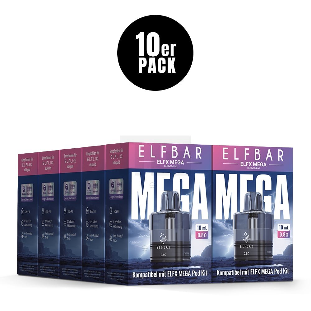 Elfbar - ELFX Mega - Pod Tank Verdampfer - Tank : 10ml | Widerstand : 0.8 Ohm | Paketgröße : 1er Packung Elfbar - ELFX Mega - Pod Tank Verdampfer - Tank : 10ml | Widerstand : 0.8 Ohm | Paketgröße : 1er Packung