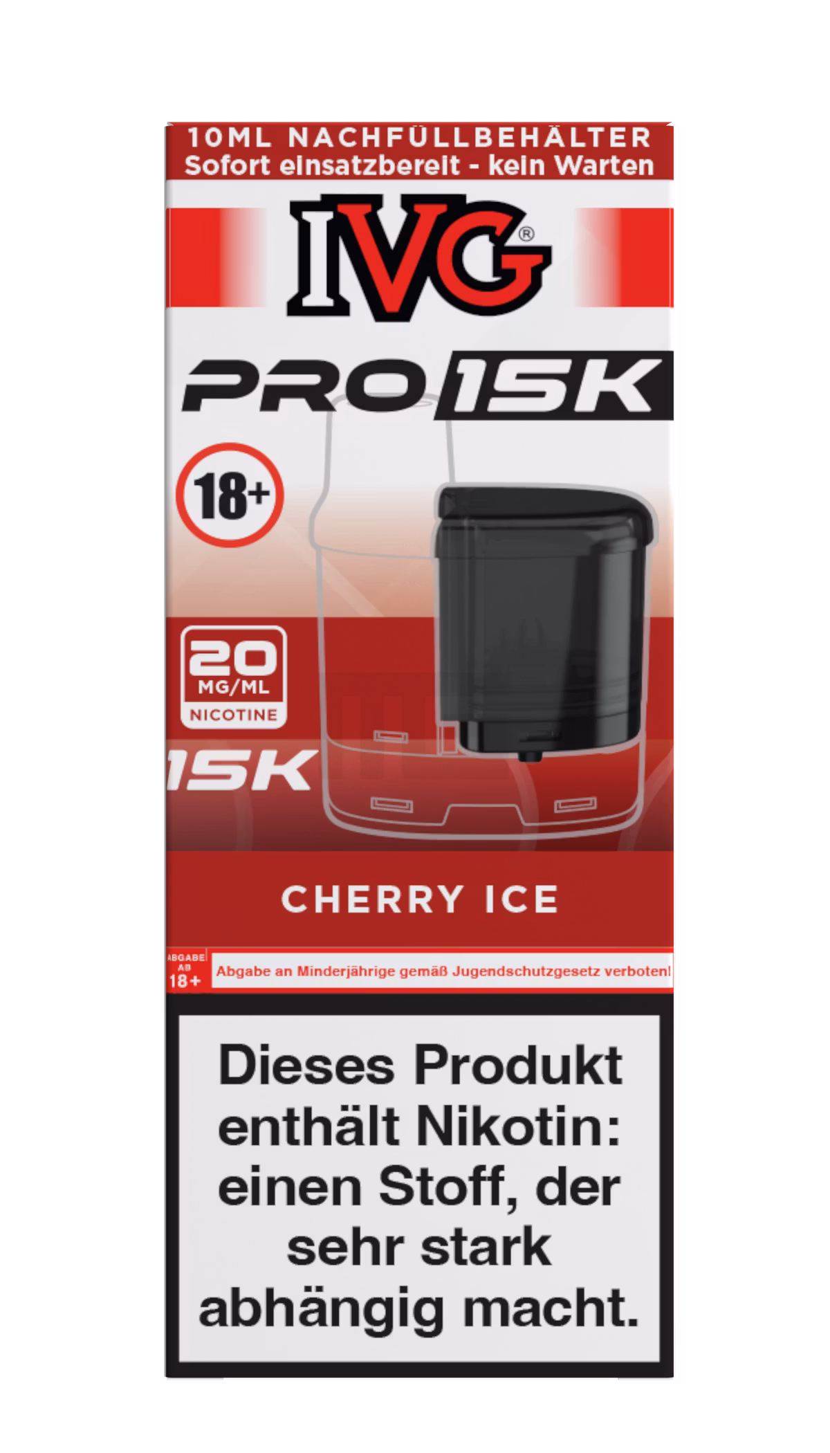 IVG - Pro 15K - 10ml Pod Nachfüllbehälter - Cherry Ice - 20mg