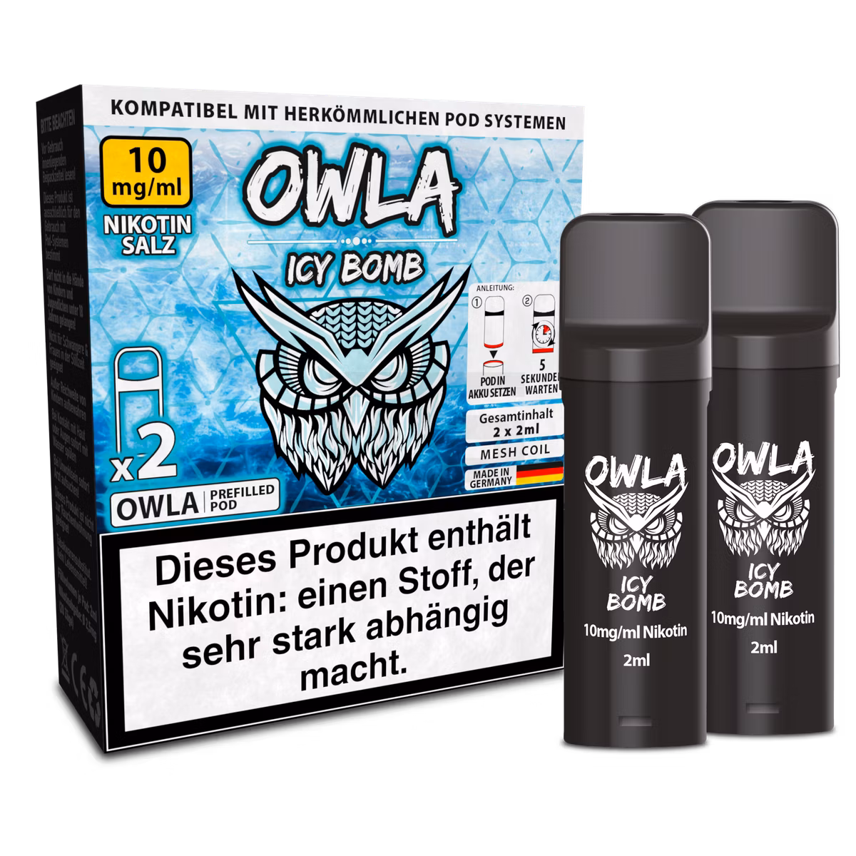 OWLA - Prefilled Pods - Icy Bomb | Nikotinsalz-Stärke : 10mg | Paketgröße : 1er Packung