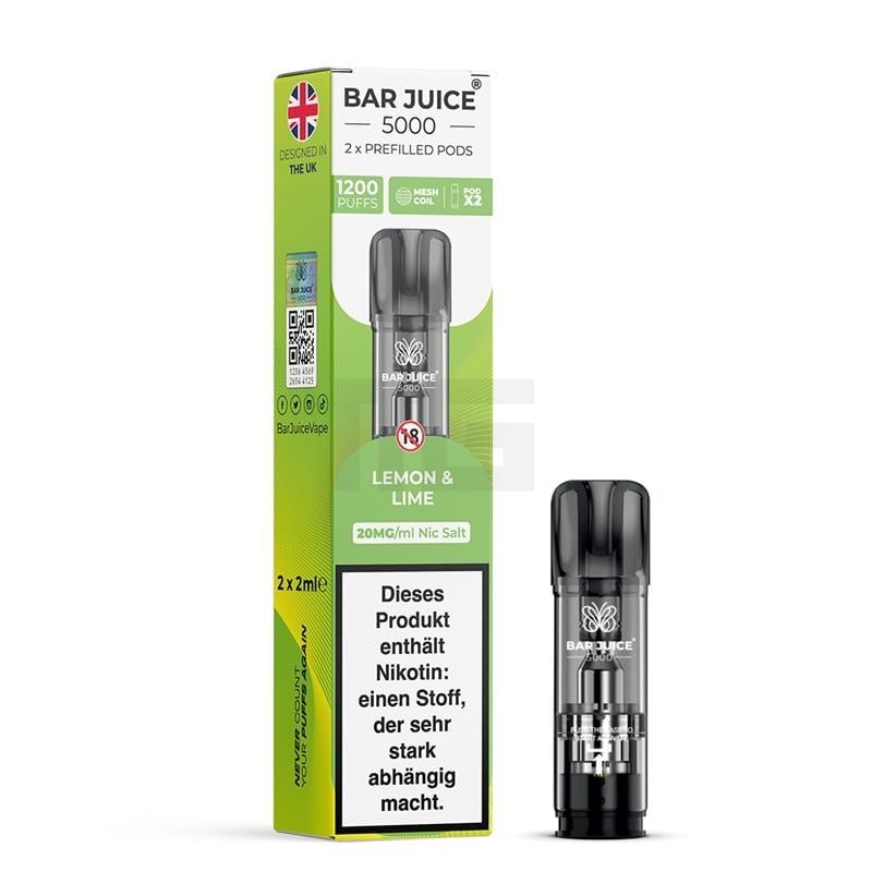Bar Juice - Prefilled Pods - 2ml - 2er Paket - Lemon Lime | Nikotinsalz-Stärke : 20mg