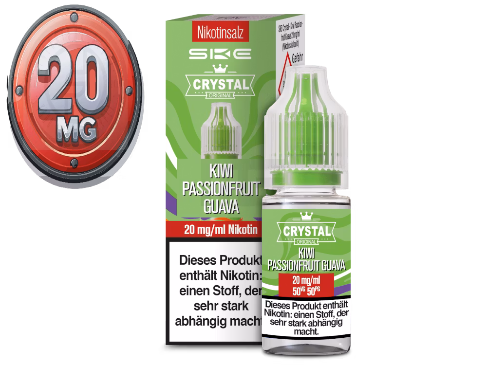 ske-crystal-liquid-kiwi-passionate-guava-10ml-20mg SKE - Crystal Liquid - Kiwi Passionfruit Guava - Nikotinsalz Liquid - 10ml - 20mg