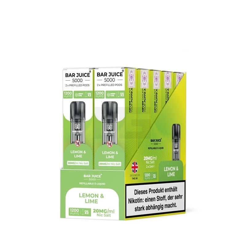 Bar Juice - Prefilled Pods - 2ml - 2er Paket - Lemon Lime | Nikotinsalz-Stärke : 20mg