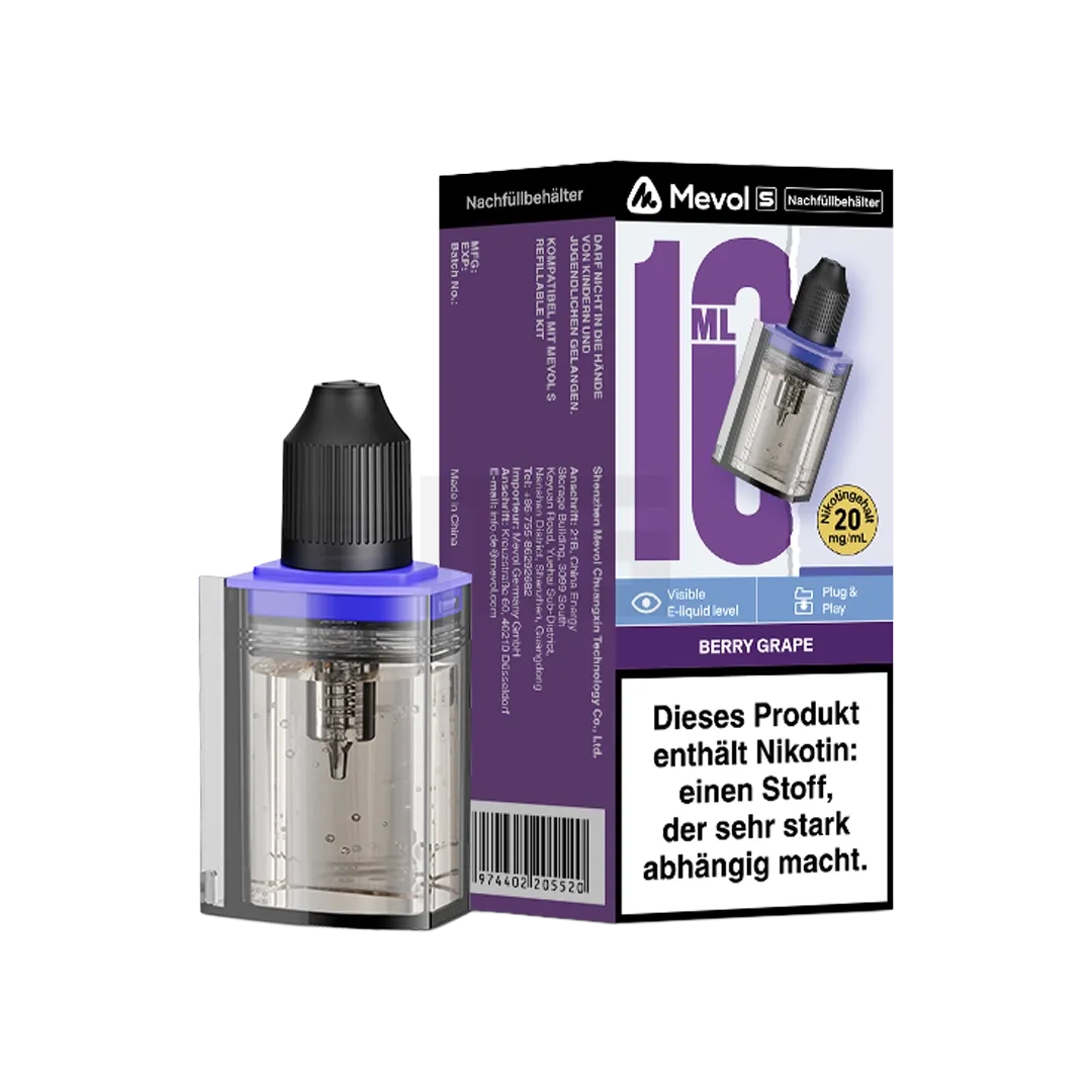 Mevol - S - Nachfüllbehälter - 10ml - Berry Grape - 20mg