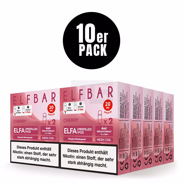 Elfbar - ELFA - Prefilled Pod - (VE= 10 Stück) Displaykarton - Cherry | Nikotinsalz-Stärke : 20mg