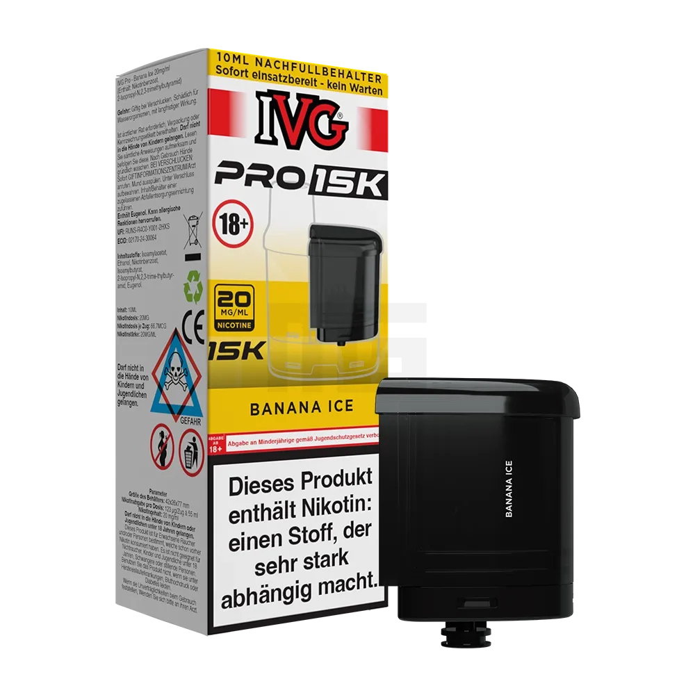 IVG - Pro 15K - 10ml Pod Nachfüllbehälter - Banana Ice - 20mg