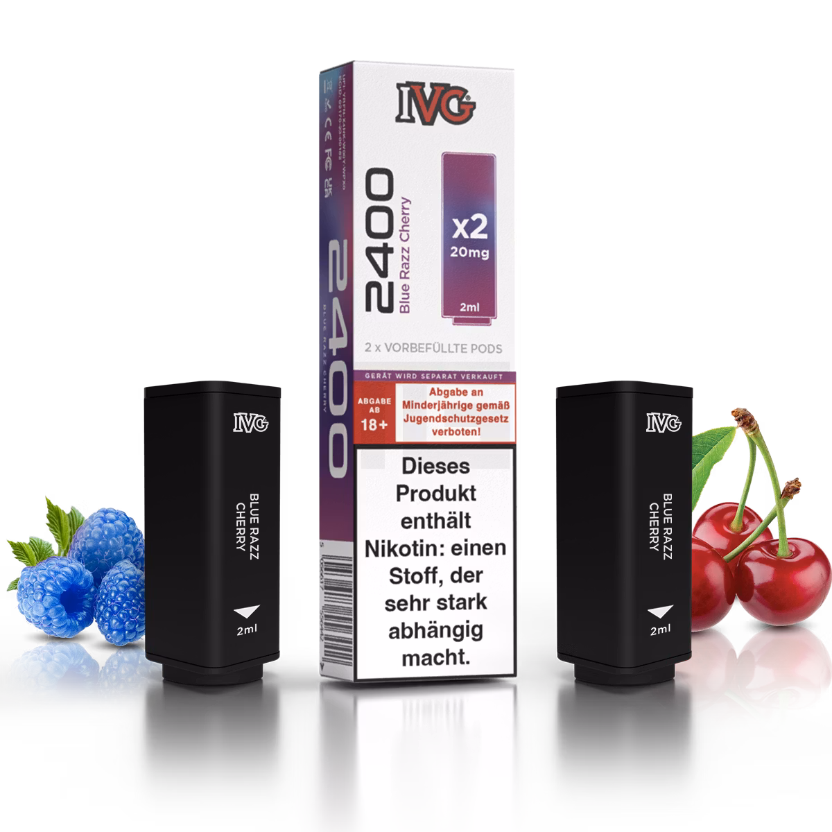 IVG - 2400 - Prefilled Pod - 2ml - 2er Pack - Blue Razz Cherry IVG - 2400 - Prefilled Pod - 2ml - 2er Pack - Blue Razz Cherry
