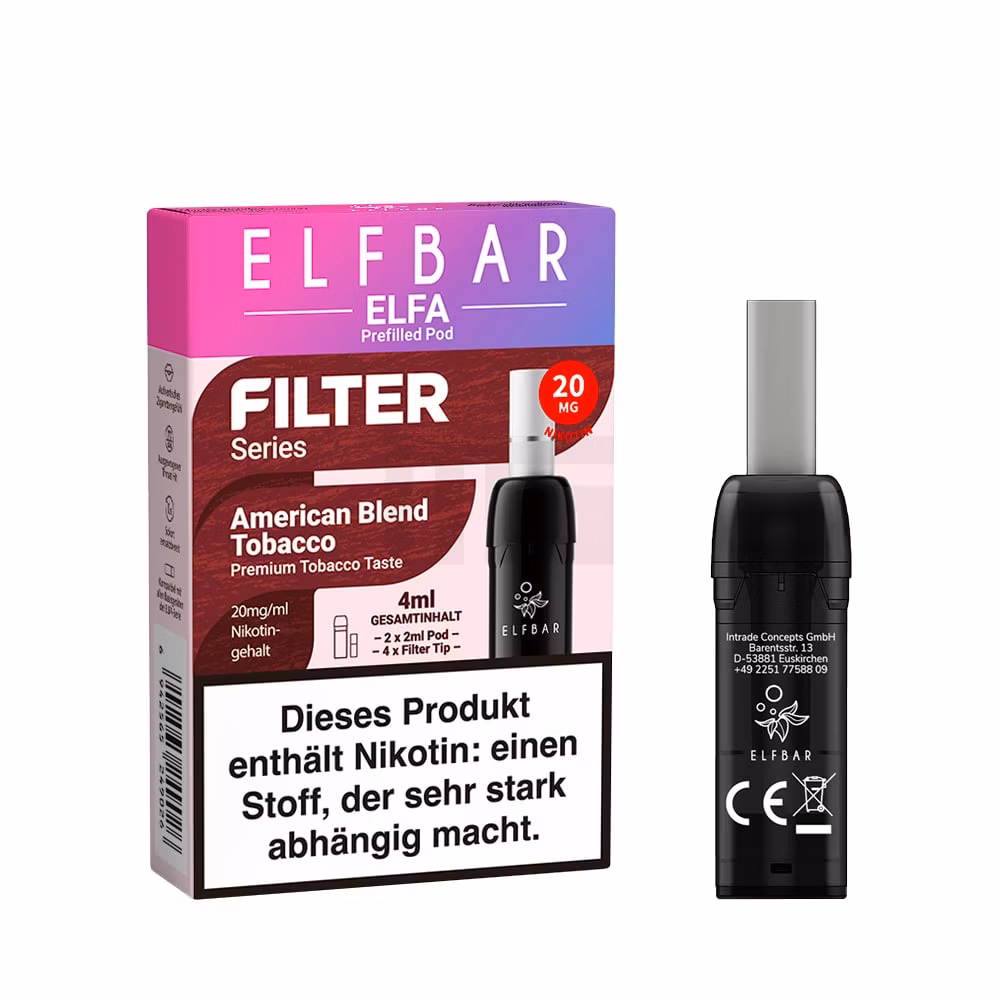 Elfbar - ELFA - Prefilled Pod - Filter Series - American Blend Tobacco - 20mg - 2er Pack