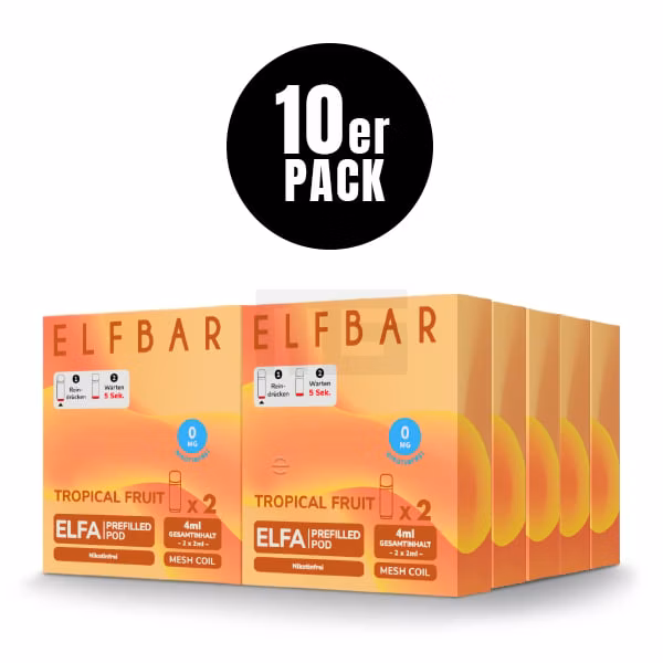 Elfbar - ELFA - Prefilled Pod - 2ml - 2er Pack - Nikotinfrei - Tropical Fruit Elfbar - ELFA - Prefilled Pod - 2ml - 2er Pack - Nikotinfrei - Tropical Fruit