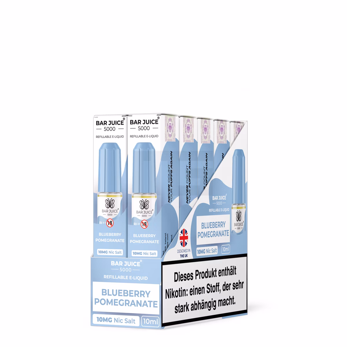 Bar Juice - 5000 - Blueberry Pomegranate | Inhalt : 10ml | Nikotinsalz-Stärke : 10mg | Paketgröße : 1er Packung Bar Juice - 5000 - Blueberry Pomegranate | Inhalt : 10ml | Nikotinsalz-Stärke : 10mg | Paketgröße : 1er Packung