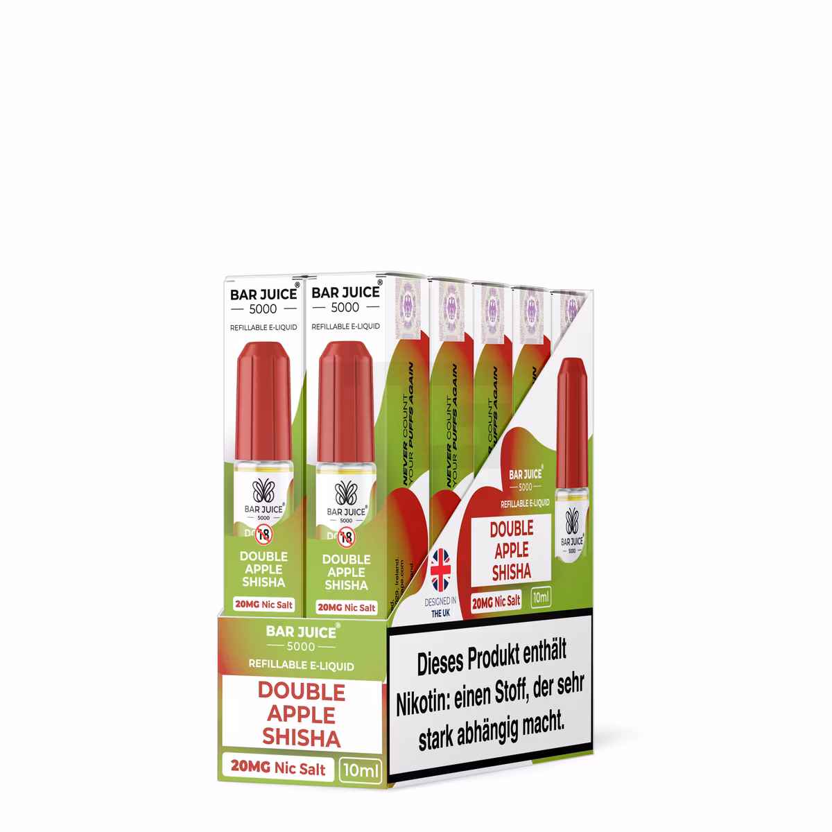 Bar Juice - 5000 - Shisha Double Apple | Inhalt : 10ml | Nikotinsalz-Stärke : 20mg | Paketgröße : 1er Packung