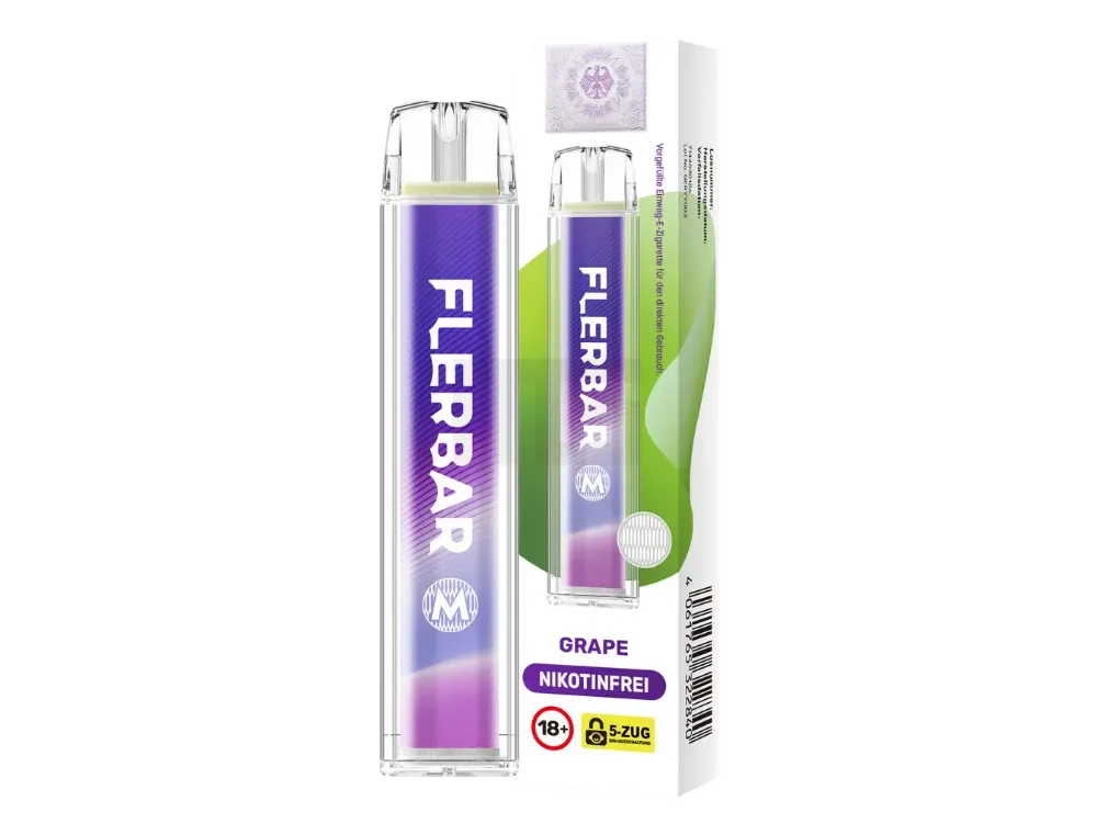 Nikotinfrei - Flerbar - Einweg E-Zigarette - Grape - 0mg - CP  Nikotinfrei - Flerbar - Einweg E-Zigarette - Grape - 0mg - CP