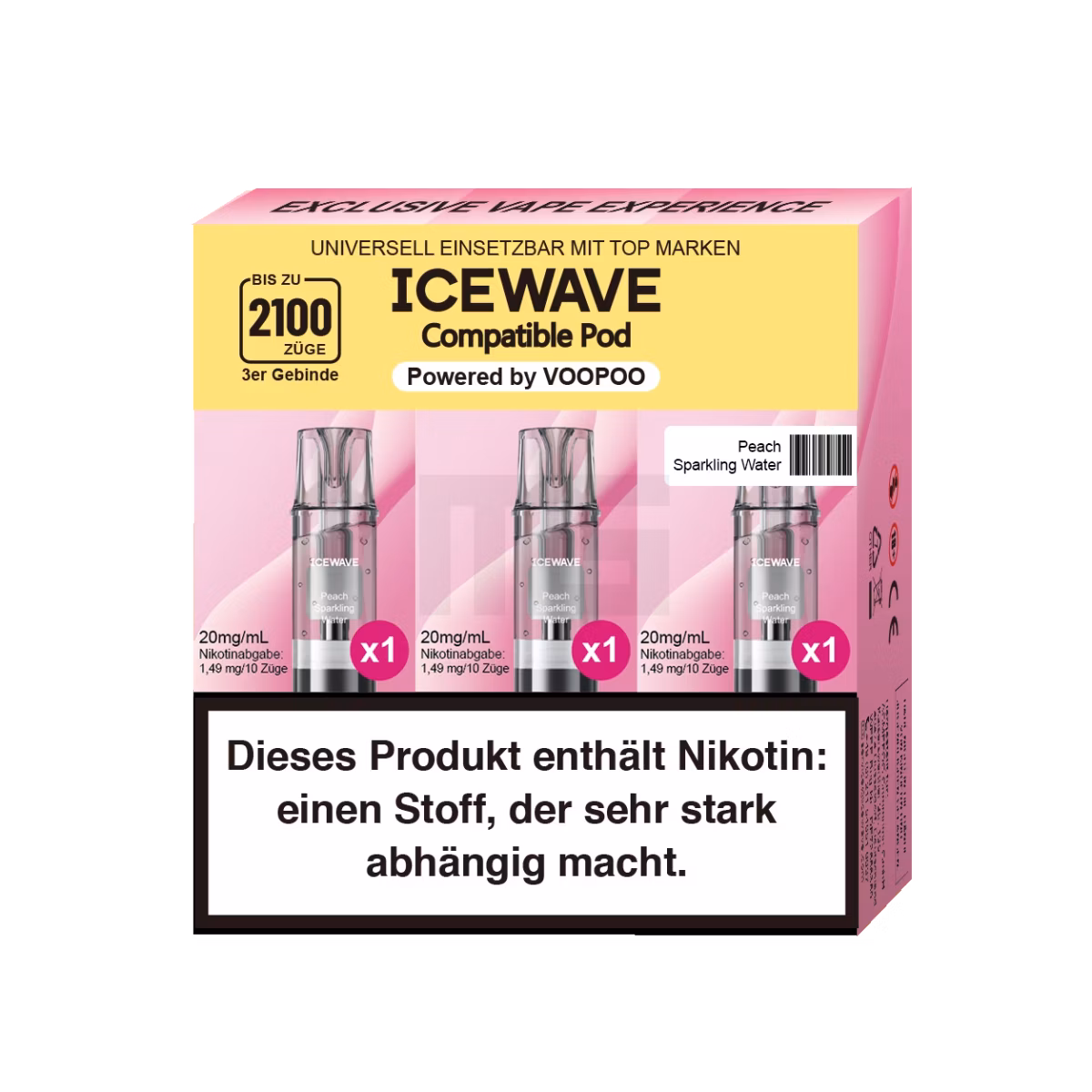 ICEWAVE - Prefilled Pod - 2ml - 3er Pack - Peach Sparkling Water