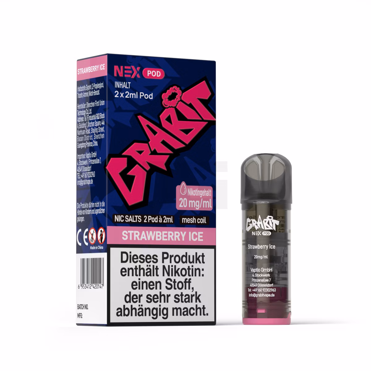GRABIT - Nex - Prefilled Pod - 2ml - 2er Pack - Strawberry Ice