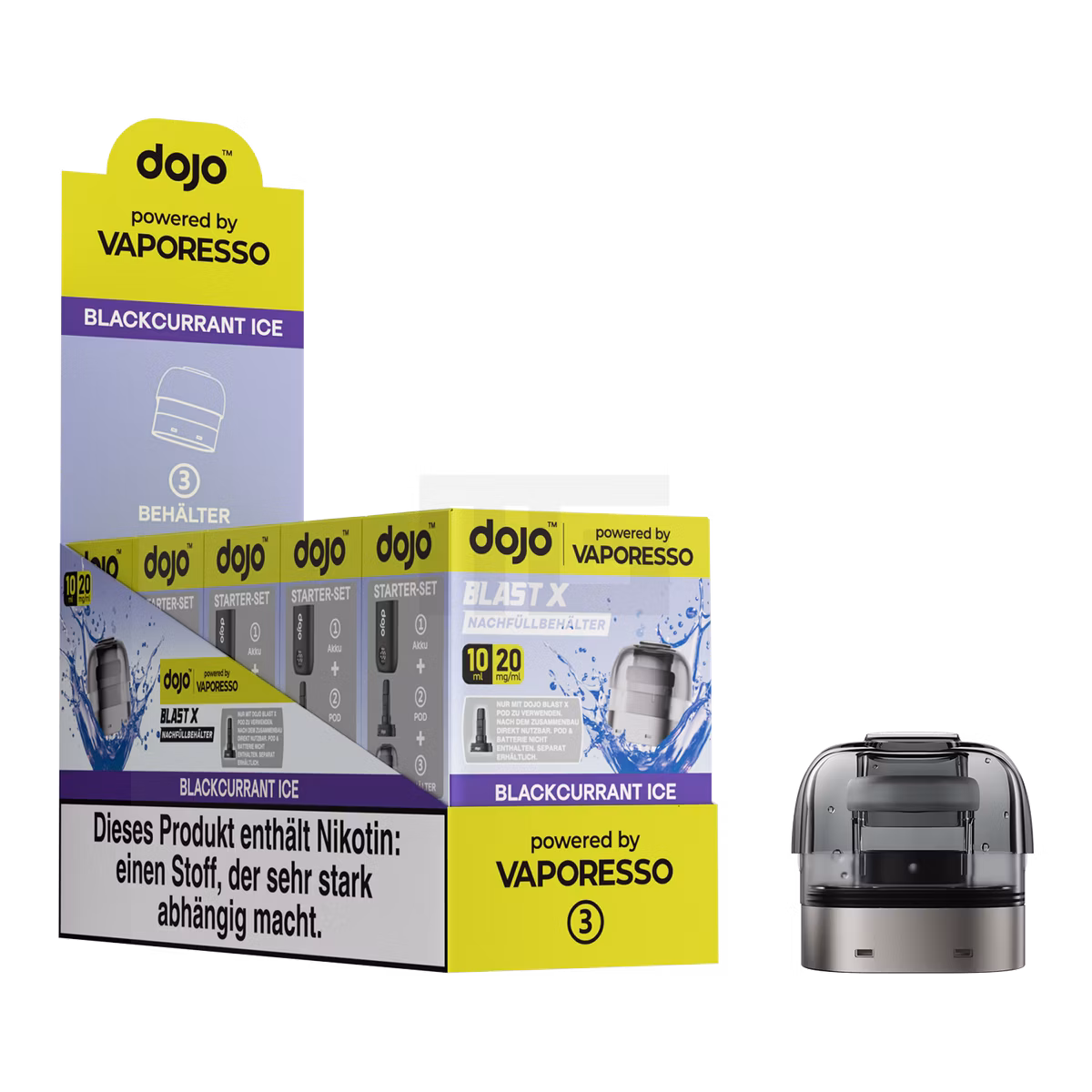 Vaporesso - Dojo Blast X - 10ml Pod Nachfüllbehälter - Blackcurrant Ice - 20mg