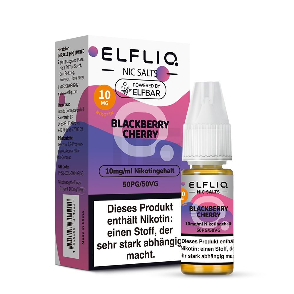 Elfbar - ElfLiq - 10ml - Blackberry Cherry | Nikotinsalz-Stärke : 10mg Elfbar - ElfLiq - 10ml - Blackberry Cherry | Nikotinsalz-Stärke : 10mg