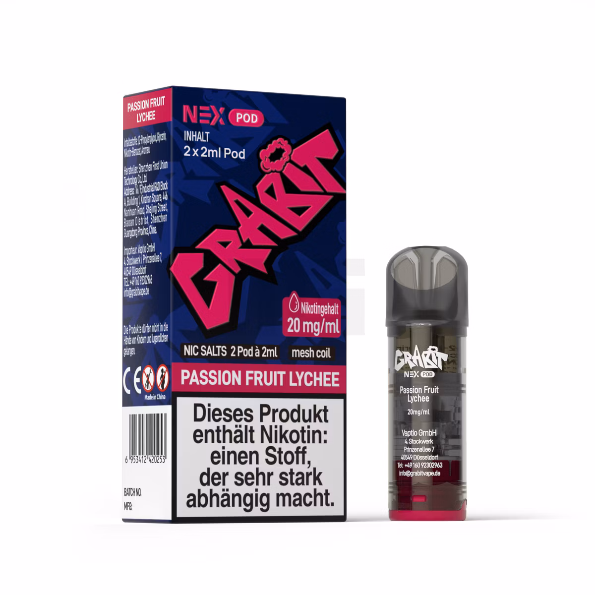 GRABIT - Nex - Prefilled Pod - 2ml - 2er Pack - Passion Fruit Lychee