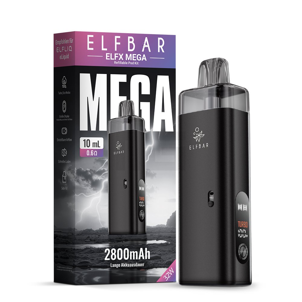 Elfbar - ELFX Mega - Basisgerät - Black | Paketgröße : 1er Packung Elfbar - ELFX Mega - Basisgerät - Black | Paketgröße : 1er Packung