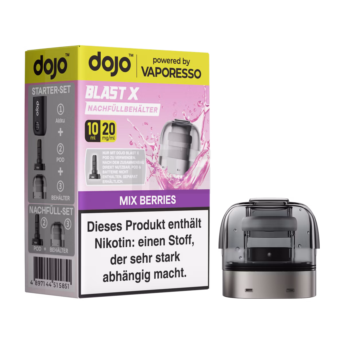 Vaporesso - Dojo Blast X - 10ml Pod Nachfüllbehälter - Mix Berries - 20mg Vaporesso - Dojo Blast X - 10ml Pod Nachfüllbehälter - Mix Berries - 20mg