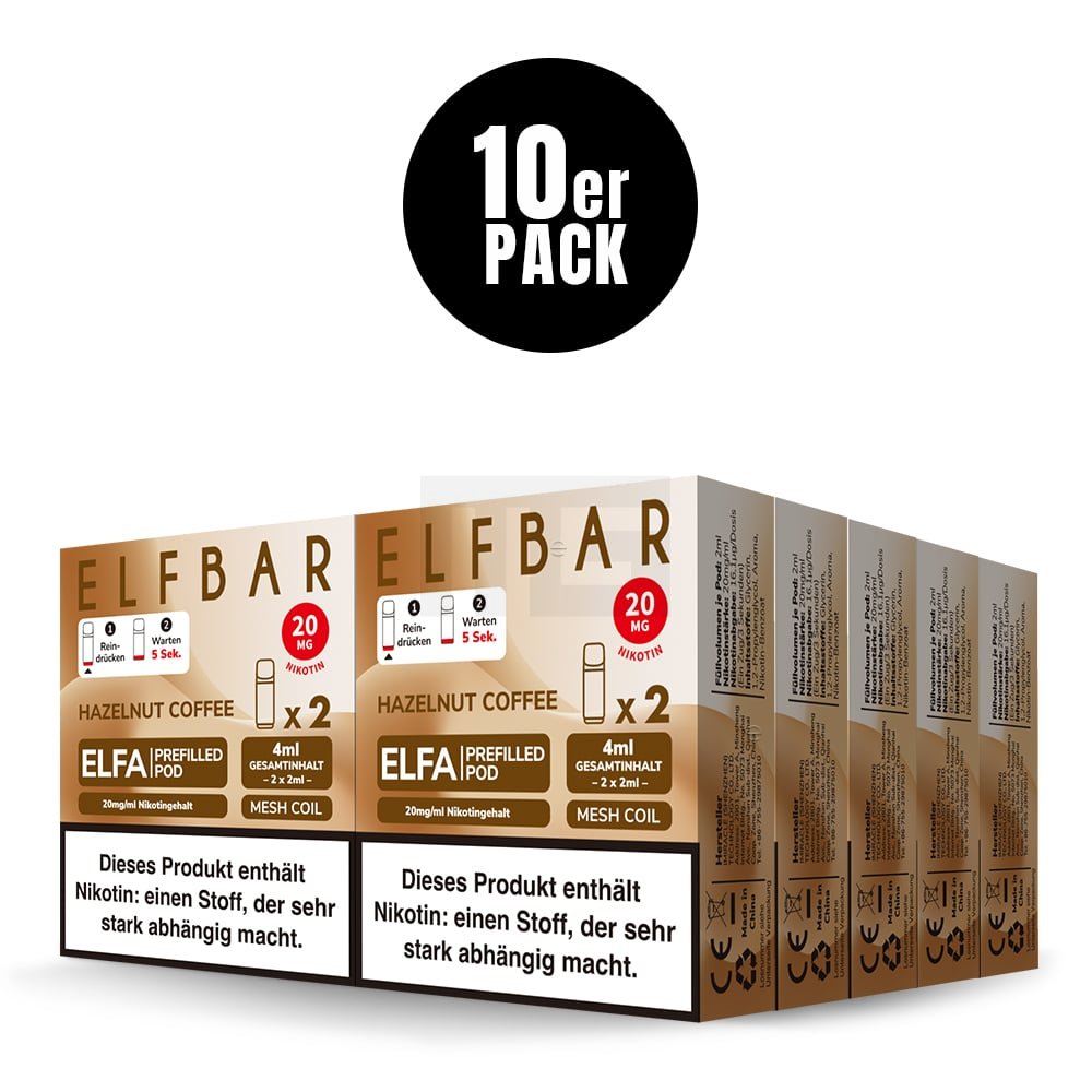 Elfbar - ELFA - Prefilled Pod - 2ml - 2er Pack - Hazelnut Coffee - 20mg Elfbar - ELFA - Prefilled Pod - 2ml - 2er Pack - Hazelnut Coffee - 20mg