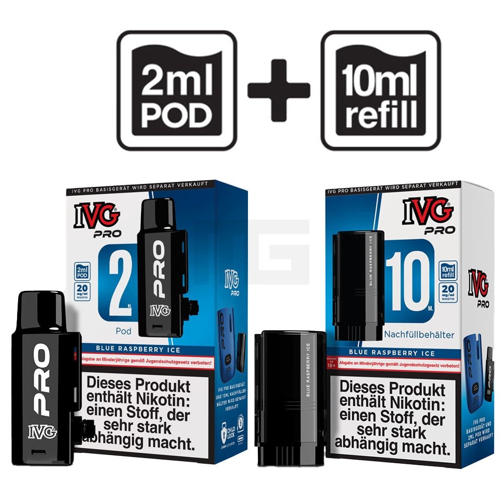 IVG - PRO 12000 - 2ml Pod + 10ml Refill - Blue Raspberry Ice