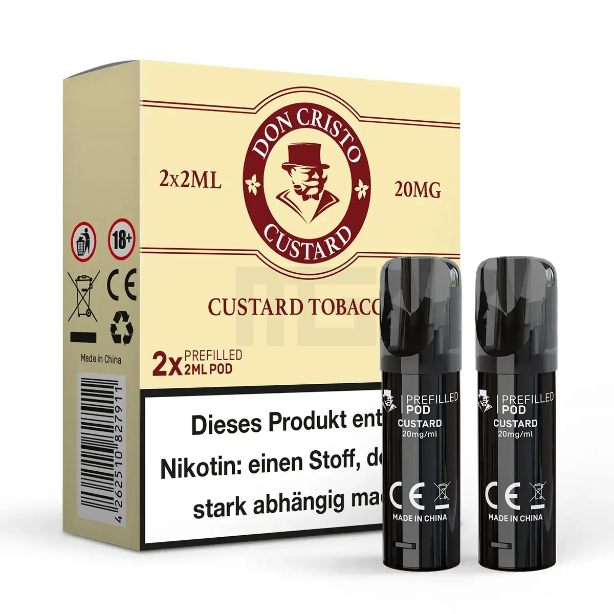 Don Cristo - Prefilled Pods - Custard Tobacco | Nikotinsalz-Stärke : 20mg | Paketgröße : 1er Packung