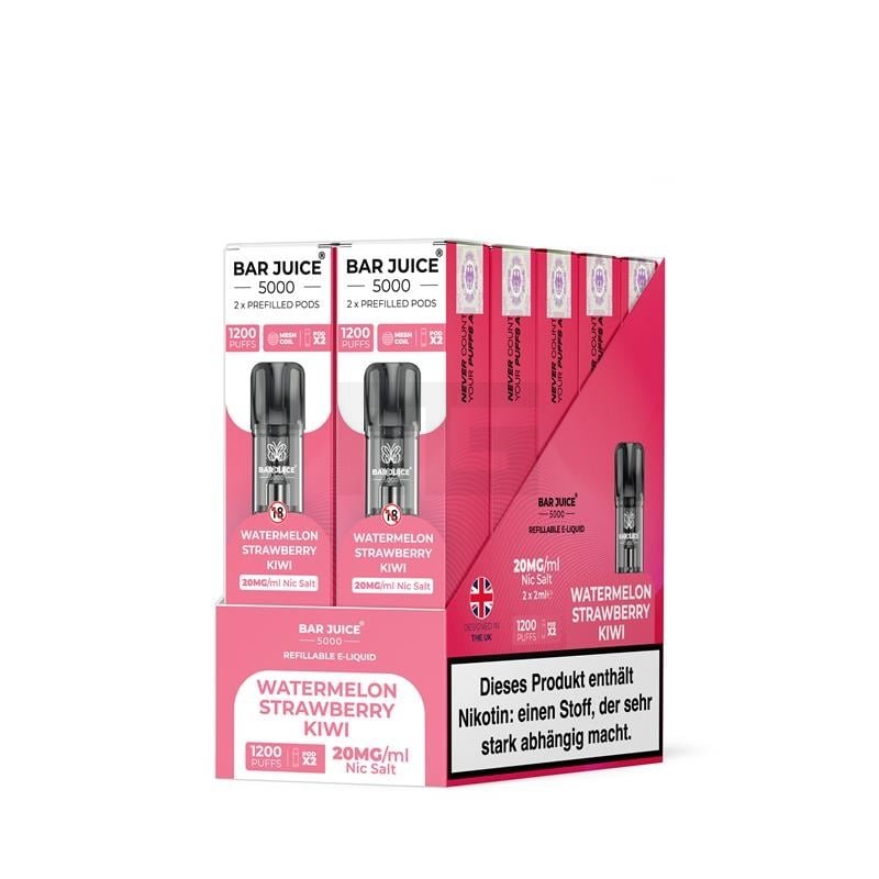 Bar Juice - Prefilled Pods - 2ml - 2er Paket - Watermelon Strawberry Kiwi | Nikotinsalz-Stärke : 20mg