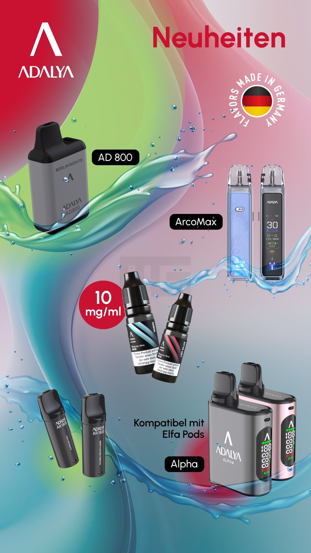 Adalya - 3+1 Aktion - Nikotinsalz-Liquids + Basisgerät Gratis